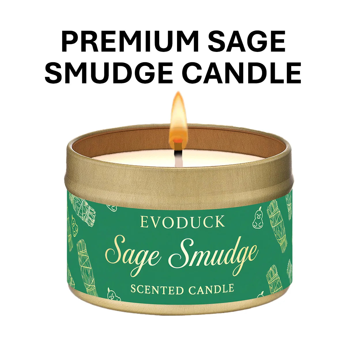 Sage Smudge Scented Candle - Premium Soy Wax for Meditation - Shello's Creative Boutique
