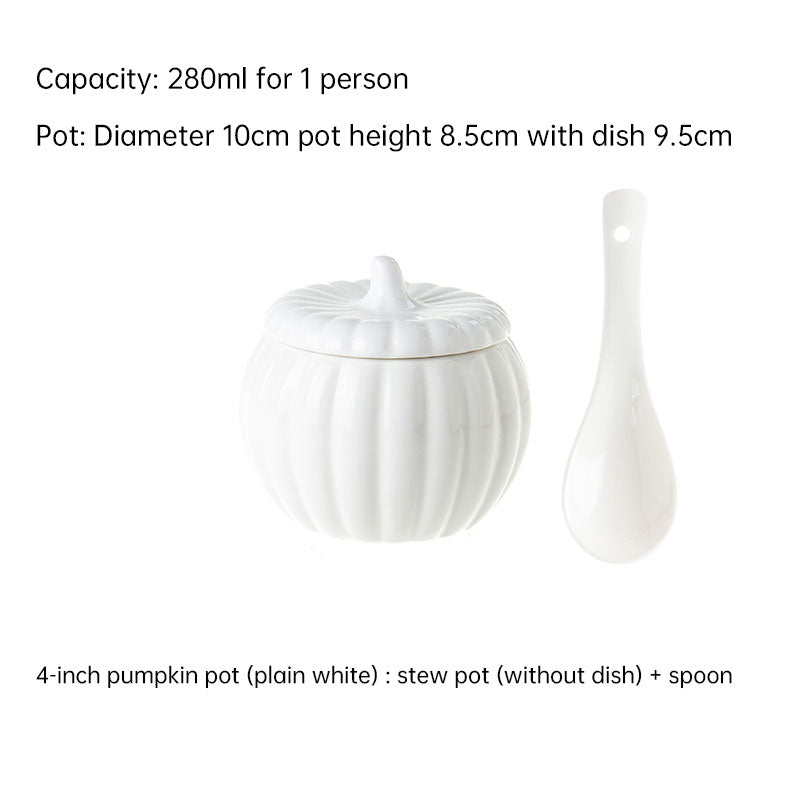Creative Ceramic Pumpkin Cup, Steamed Egg Cup, Stewed Pot with Cover, Pure White Mini Bird's Nest Cup, Soup Cup eprolo