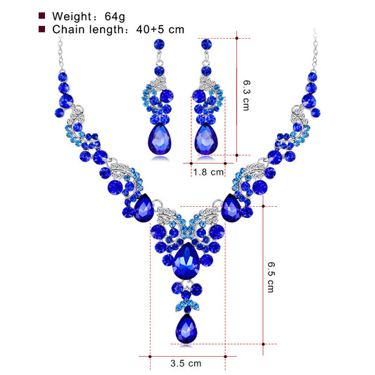 Bridal Necklace Set Fashion High-Grade Crystal Necklace Earring Jewelry Two-Piece Set eprolo