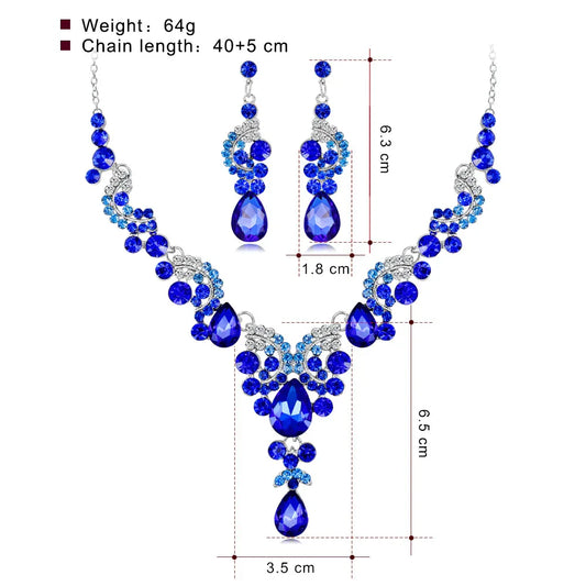 Bridal Necklace Set Fashion High-Grade Crystal Necklace Earring Jewelry Two-Piece Set - Shello's Creative Boutique
