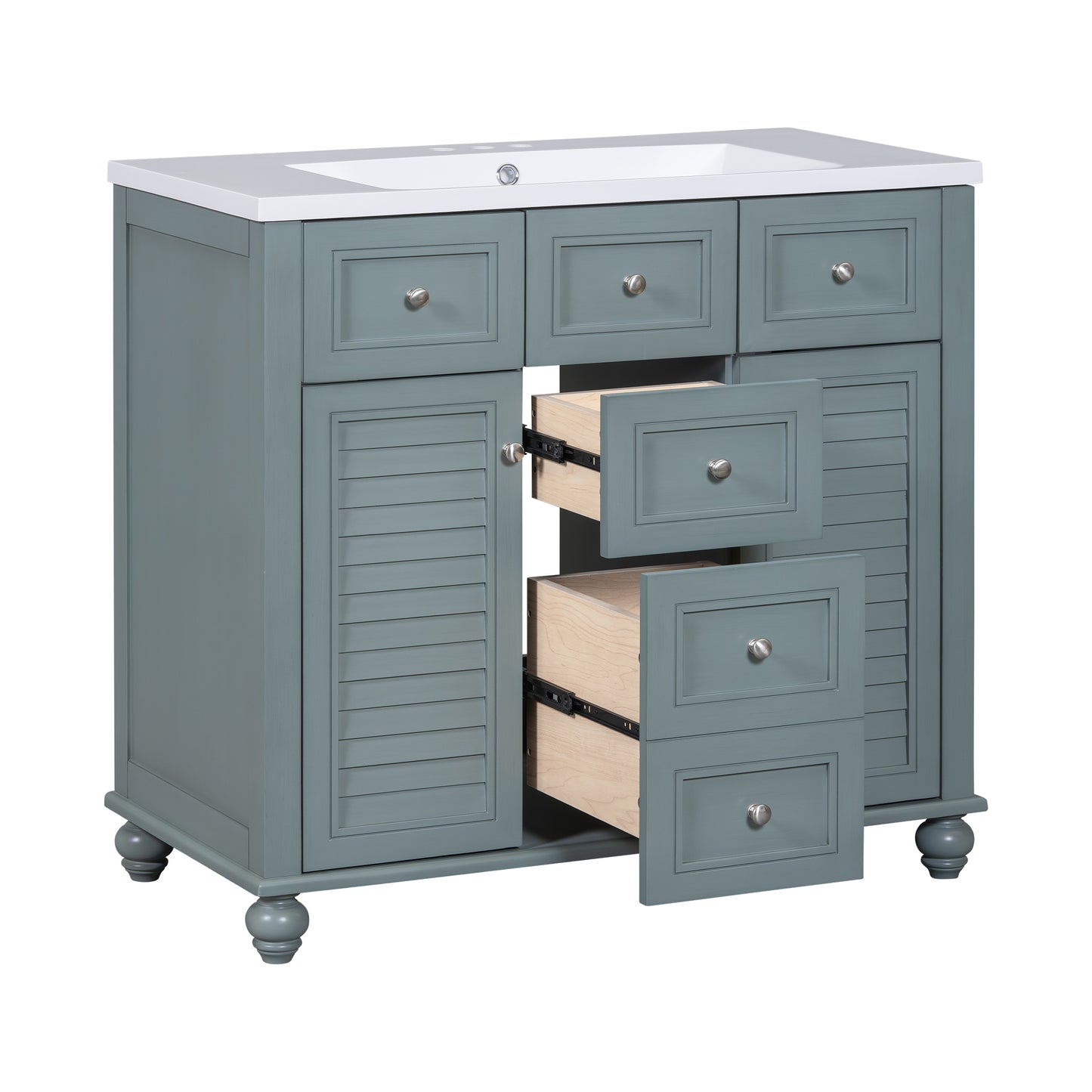 36 inch modern mirror cabinet with adjustable shelves, 2 soft closing doors, and 6 drawer storage cabinet door organizers eprolo