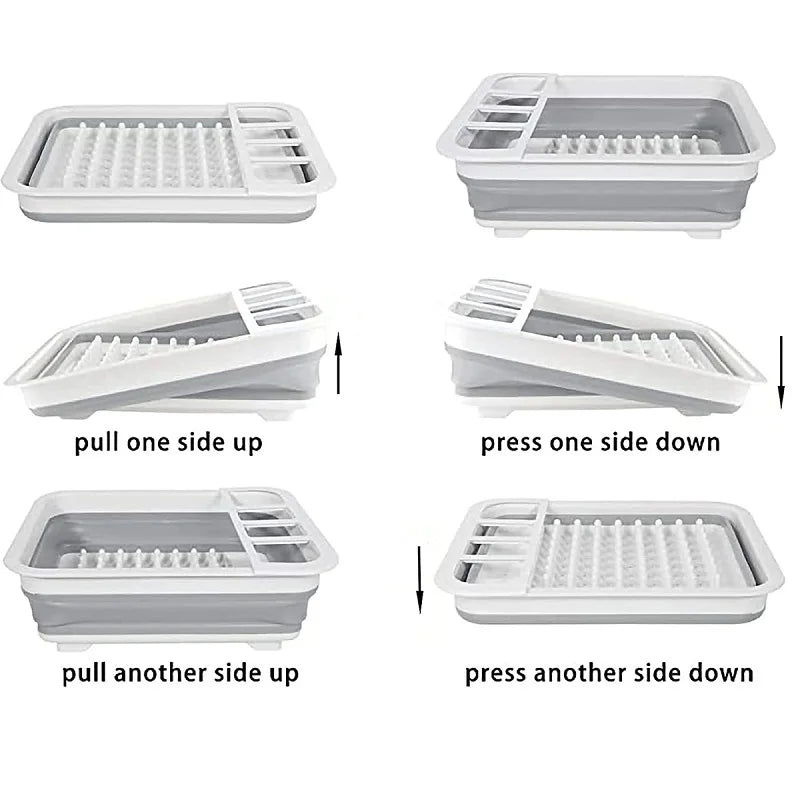 Foldable Dish Rack Kitchen Storage Water Leakage Plastic Tableware Bowl Dinnerware Drain Bowl Tray Home Drying Rack Washable eprolo