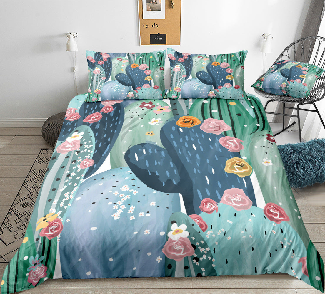 Home Textiles Bedroom Supplies Bed Sheets Pillowcases Cactus Succulent Three or Four Piece Sets eprolo