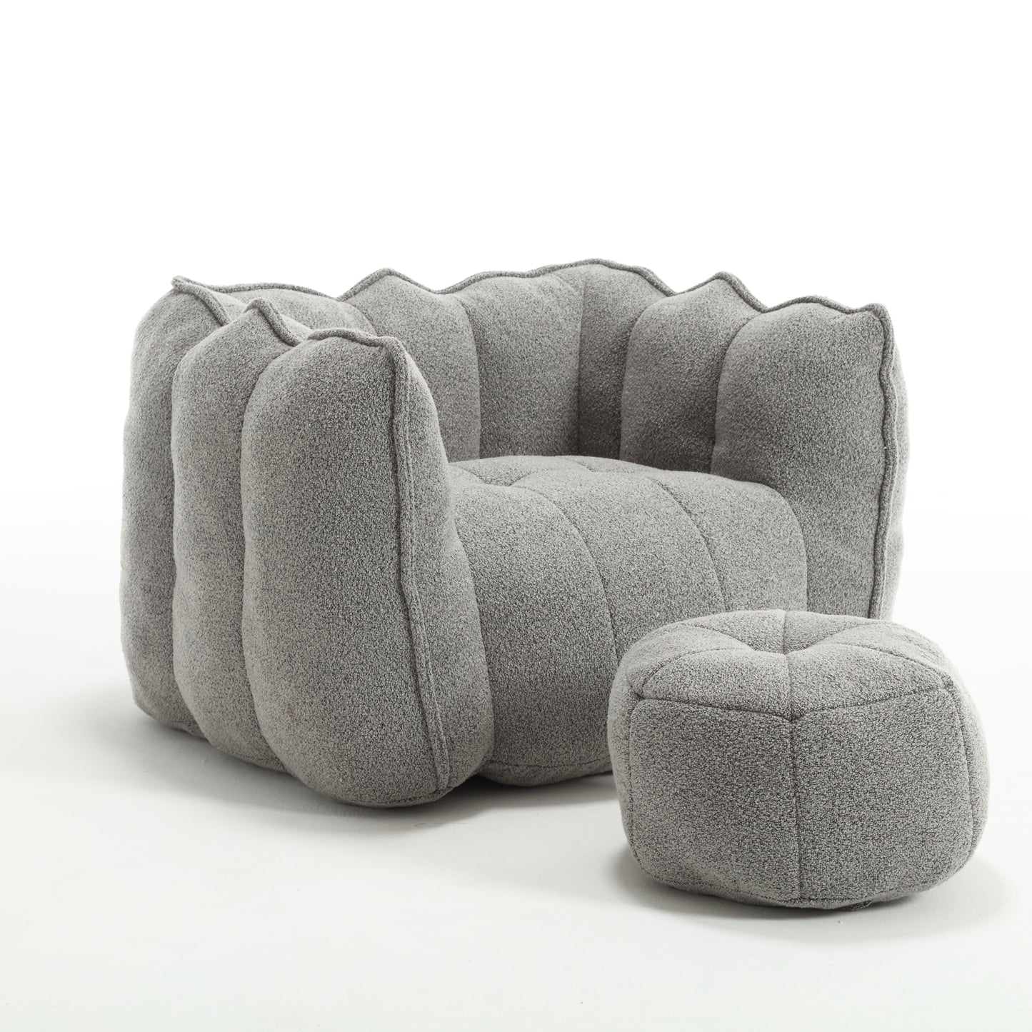 Soft Bean Bag Chair with High Resilient Foam(Chips)for living room and bedroom,Comfortable Square Lazy Sofa with Footstool eprolo