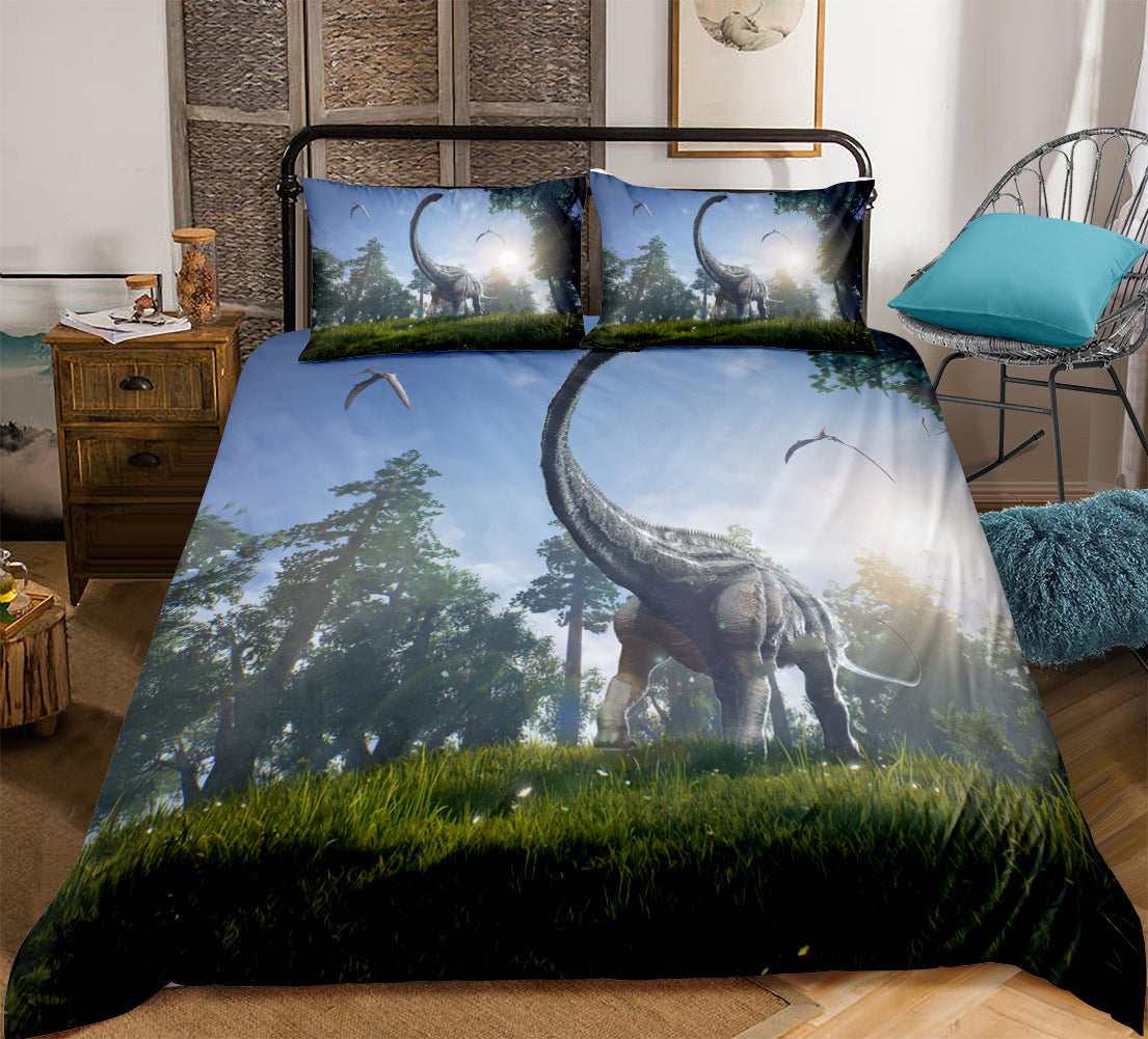 3D Dinosaur Home Textile Jurassic Pattern Sheet Quilt Cover Pillow Cover Three or Four Piece Sets eprolo