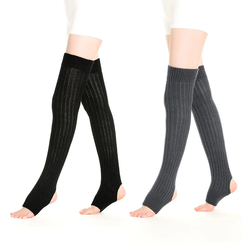AOTOLK Leg Warmers Women Sexy Socks Over Knee Stockings Winter Warm Soft Gaiters Leggings Hollowed Foot Heel Female Long Sock eprolo