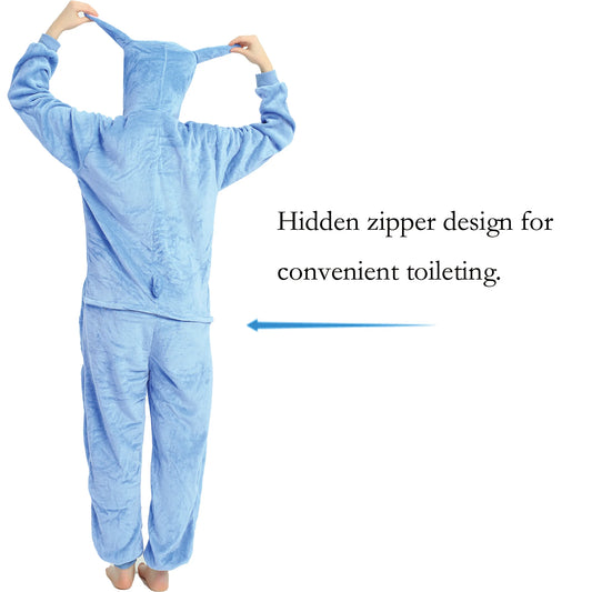 Adults Stich Cosplay Pajamas Anime Stitch Onesies Costume Jumpsuit Pajamas Hooded Sleepwear Halloween One Piece for Performing eprolo