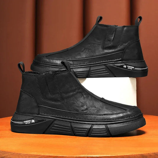 Ankle Boots Motorcycle Man Winter for Men High Top Anti-slip Wear-resistant Water Proof Spring and Autumn Fashion All-match - Shello's Creative Boutique