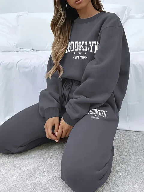 Autumn/Winter Plush Hoodie & Pants Set - Cozy Streetwear for Women - Shello's Creative Boutique