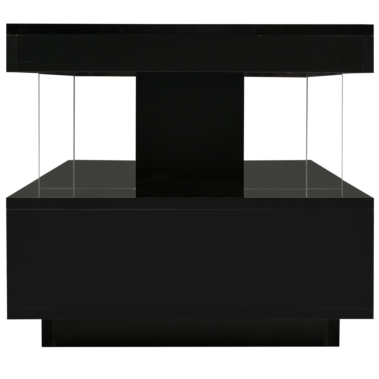 U-Can LED coffee table with storage space, modern central table with 2 drawers and display rack, equipped with LED lights, black eprolo