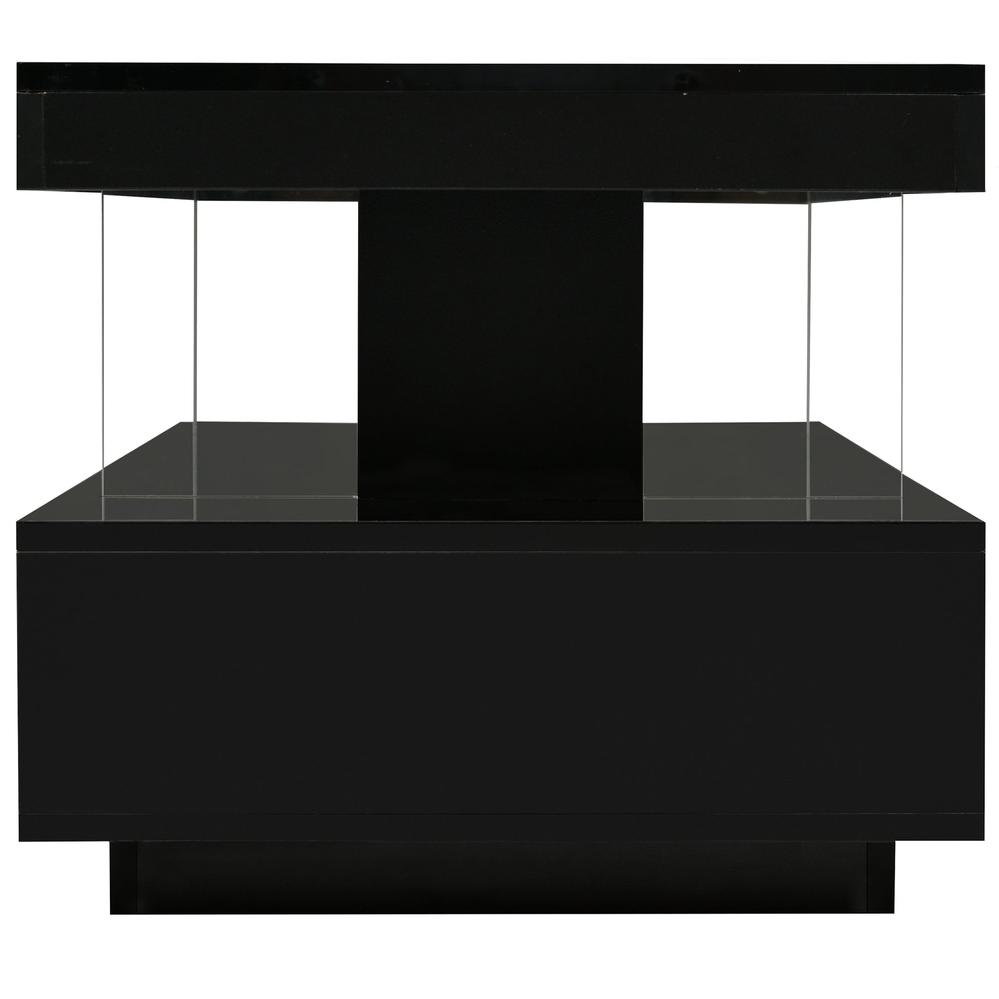U-Can LED coffee table with storage space, modern central table with 2 drawers and display rack, equipped with LED lights, black eprolo