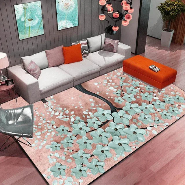 High Quality Abstract Flower Art Carpet – Stylish & Anti-Slip Floor Mat - Shello's Creative Boutique