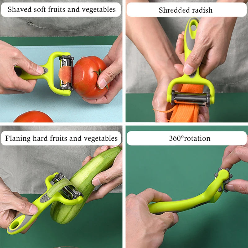 3 In 1 Rotary Peeler Fruit Vegetables Cabbage Graters Salad Carrot Potato Slicer Kitchen Multifunction Grater Julienne Peeler eprolo