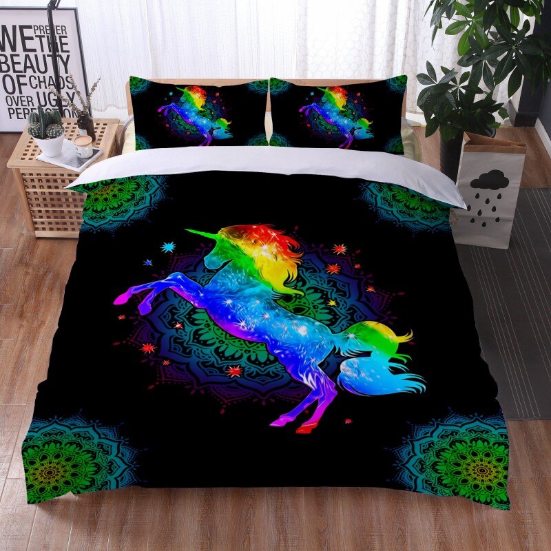 Fashionable 3 Pieces Bohemian Style Bedding Set Large Mandala Feather Printed Duvet Cover With Pillowcase Not Included Sheets eprolo