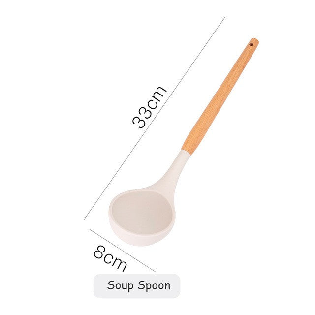 Milky White Silicone Kitchen Set Non-Stick Silicone Kitchen Utensils Cooking Spatula 10-Piece Set With Storage Bucket eprolo