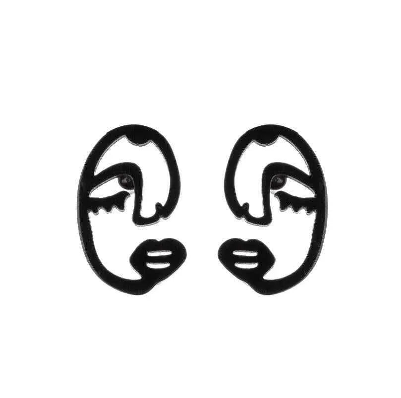 Abstract Face Stud Earrings - Artistic Asymmetrical Jewelry for Women - Shello's Creative Boutique