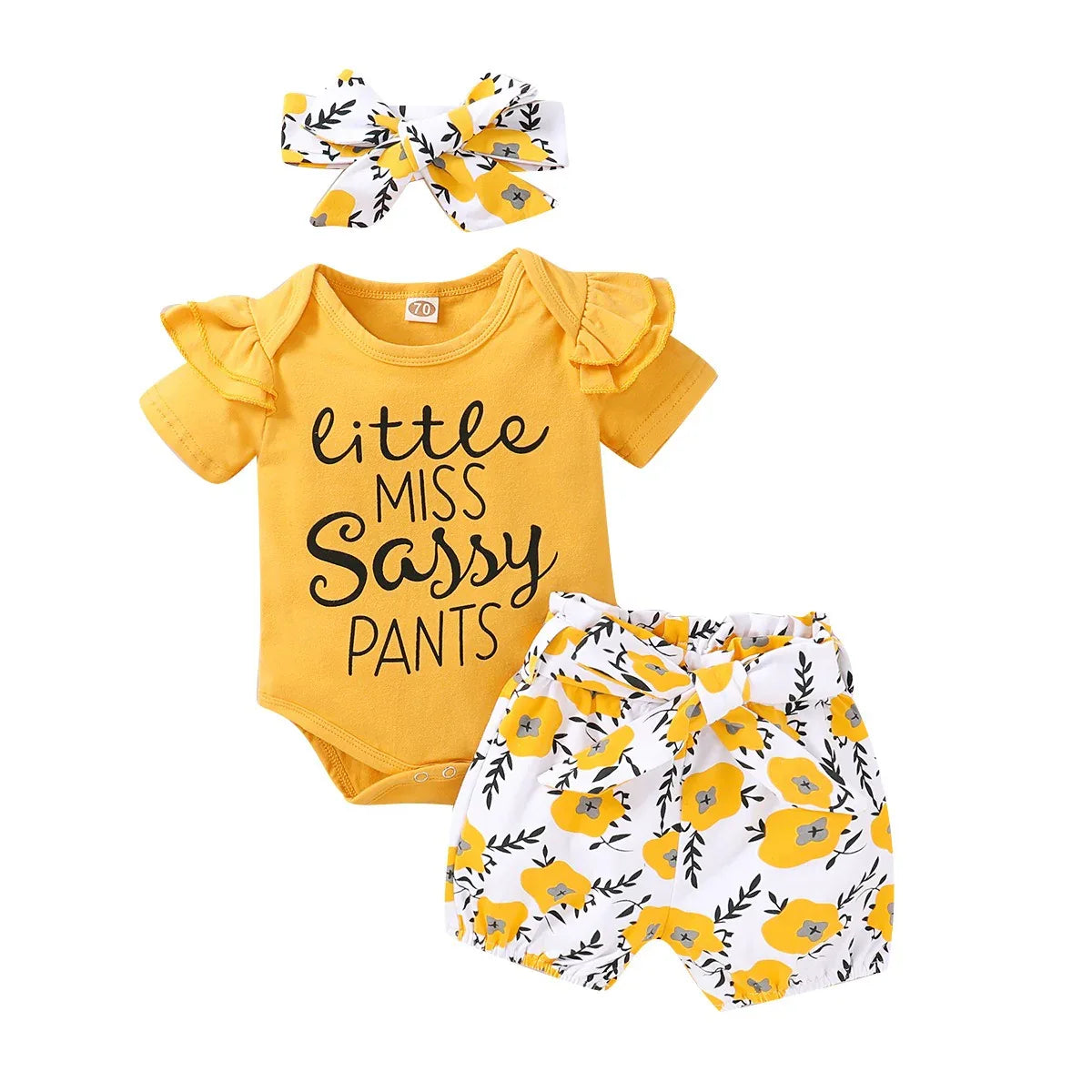 Girls' Spring/Summer Infant/Toddler Short Sleeve Solid Letter Printing Top+Small Flower Printing Trouser Set - Shello's Creative Boutique