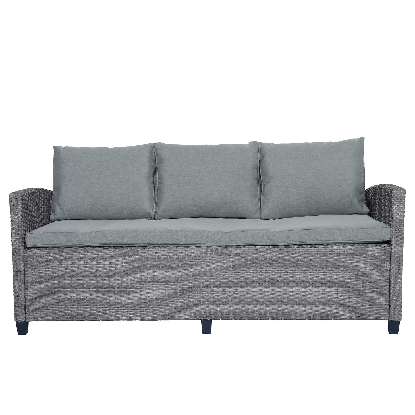 TOPMAX 6-piece outdoor rattan wicker set chair, stool, and table (gray rattan+gray mat) eprolo