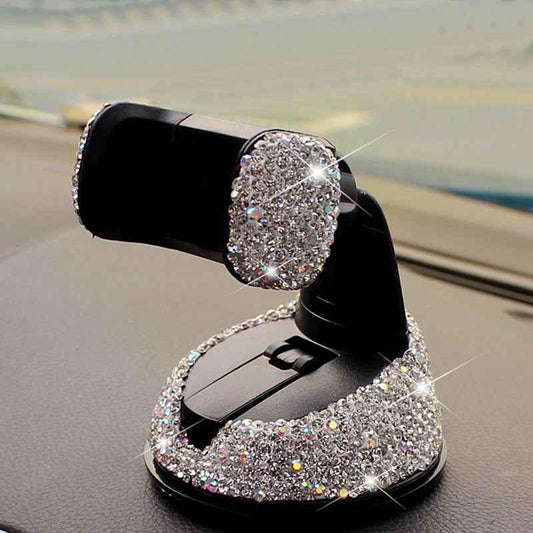 3-in-1 Car Phone Holder - 360° Rotating Dashboard, Window & Air Vent Mount with Crystal Diamonds - Shello's Creative Boutique