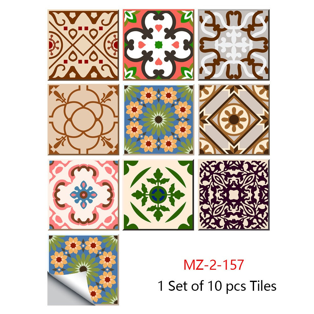 10 Piece Set Of Datura Mosaic Small Flower Imitation Ceramic Tile Sticker For Home Renovation Kitchen And Bathroom Decoration Self-Adhesive Wall Sticker