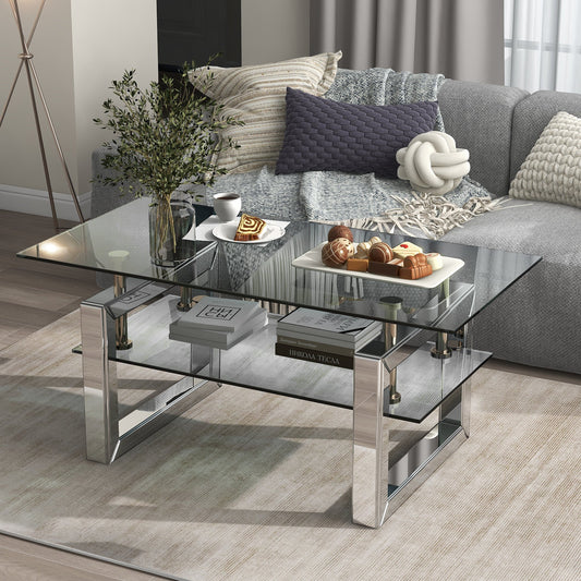 W 39.4" X D 19.7 " X H 17.7" Transparent tempered glass coffee table coffee table eprolo