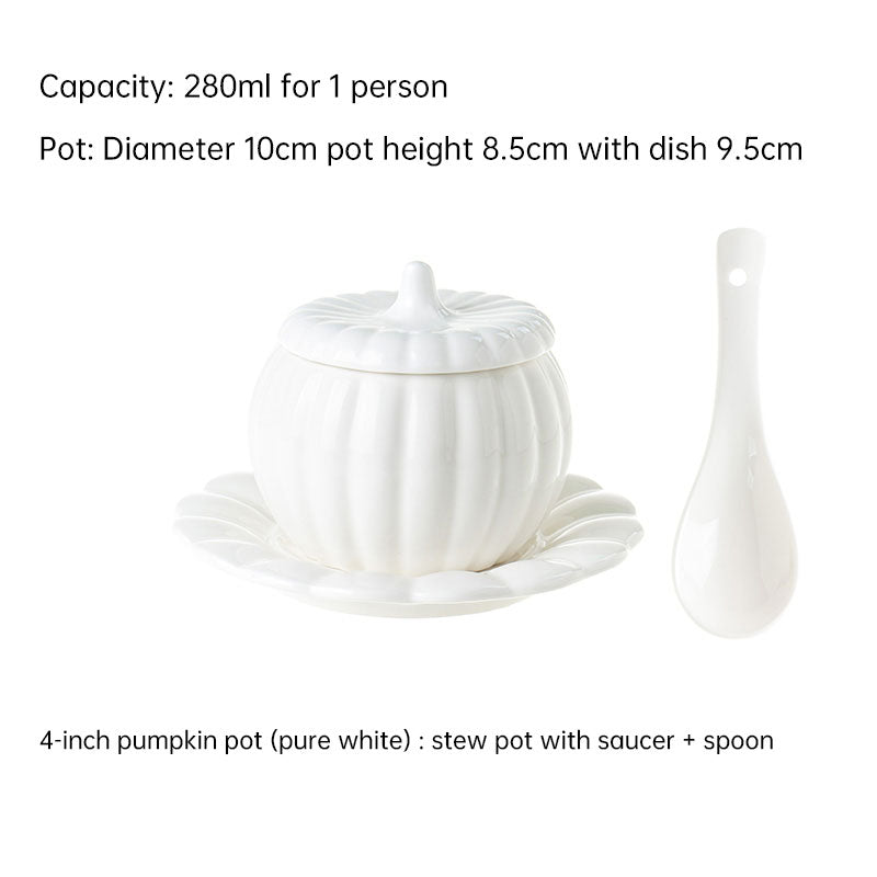 Creative Ceramic Pumpkin Cup, Steamed Egg Cup, Stewed Pot with Cover, Pure White Mini Bird's Nest Cup, Soup Cup eprolo