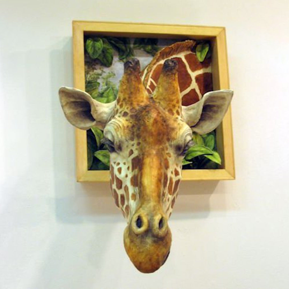 3D photo frame giraffe creative wall pendant simulation animal crafts living room decoration eprolo