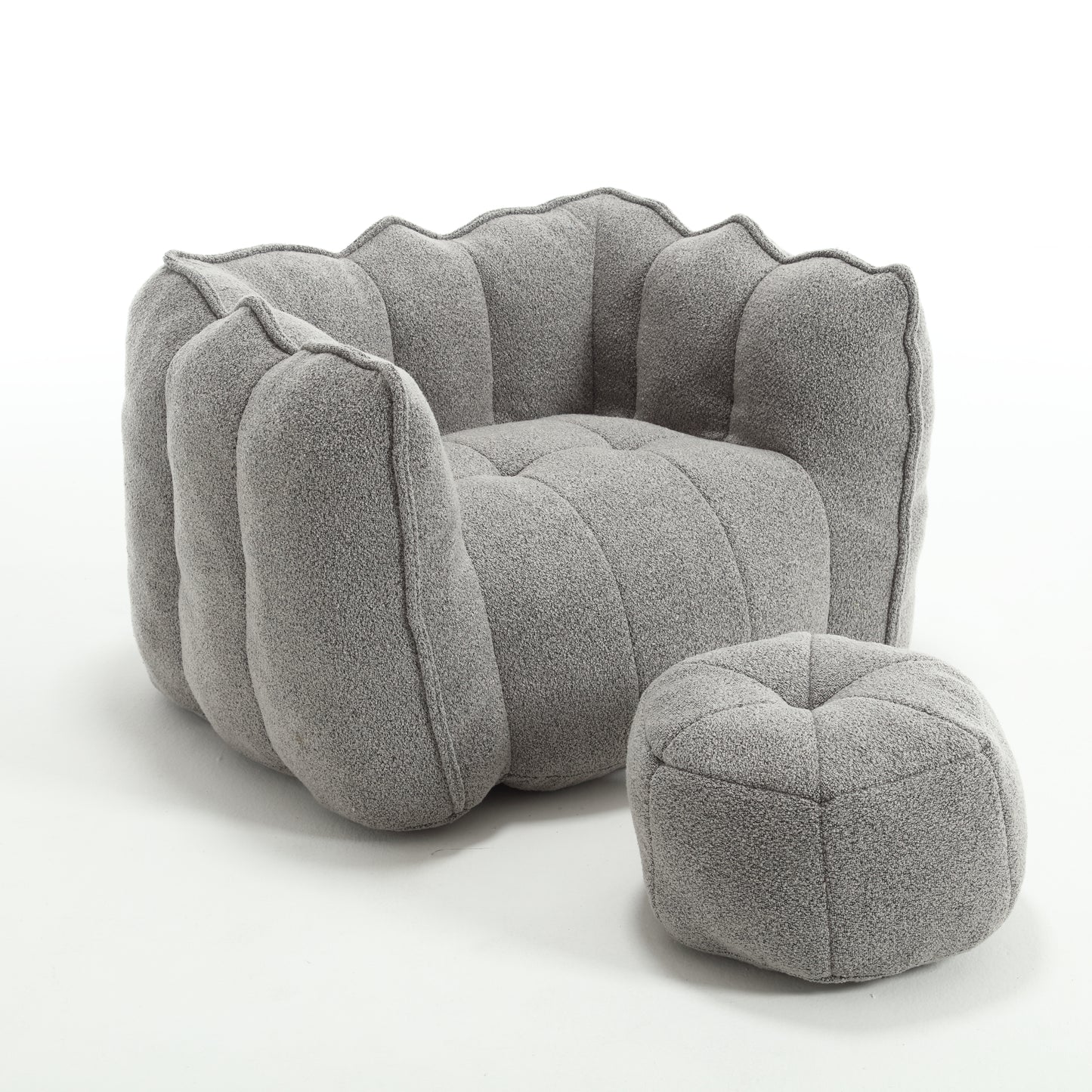 Soft Bean Bag Chair with High Resilient Foam(Chips)for living room and bedroom,Comfortable Square Lazy Sofa with Footstool eprolo