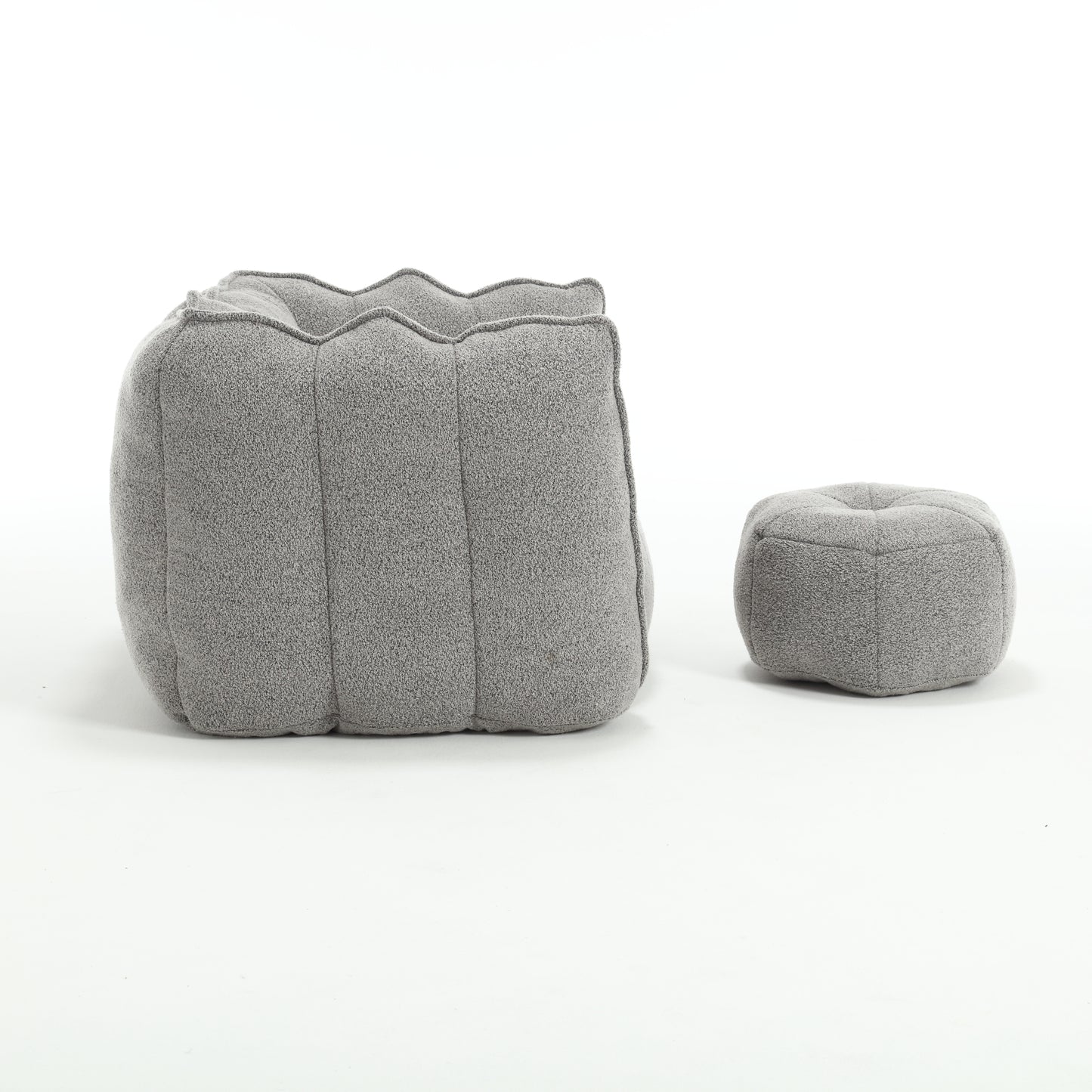 Soft Bean Bag Chair with High Resilient Foam(Chips)for living room and bedroom,Comfortable Square Lazy Sofa with Footstool eprolo