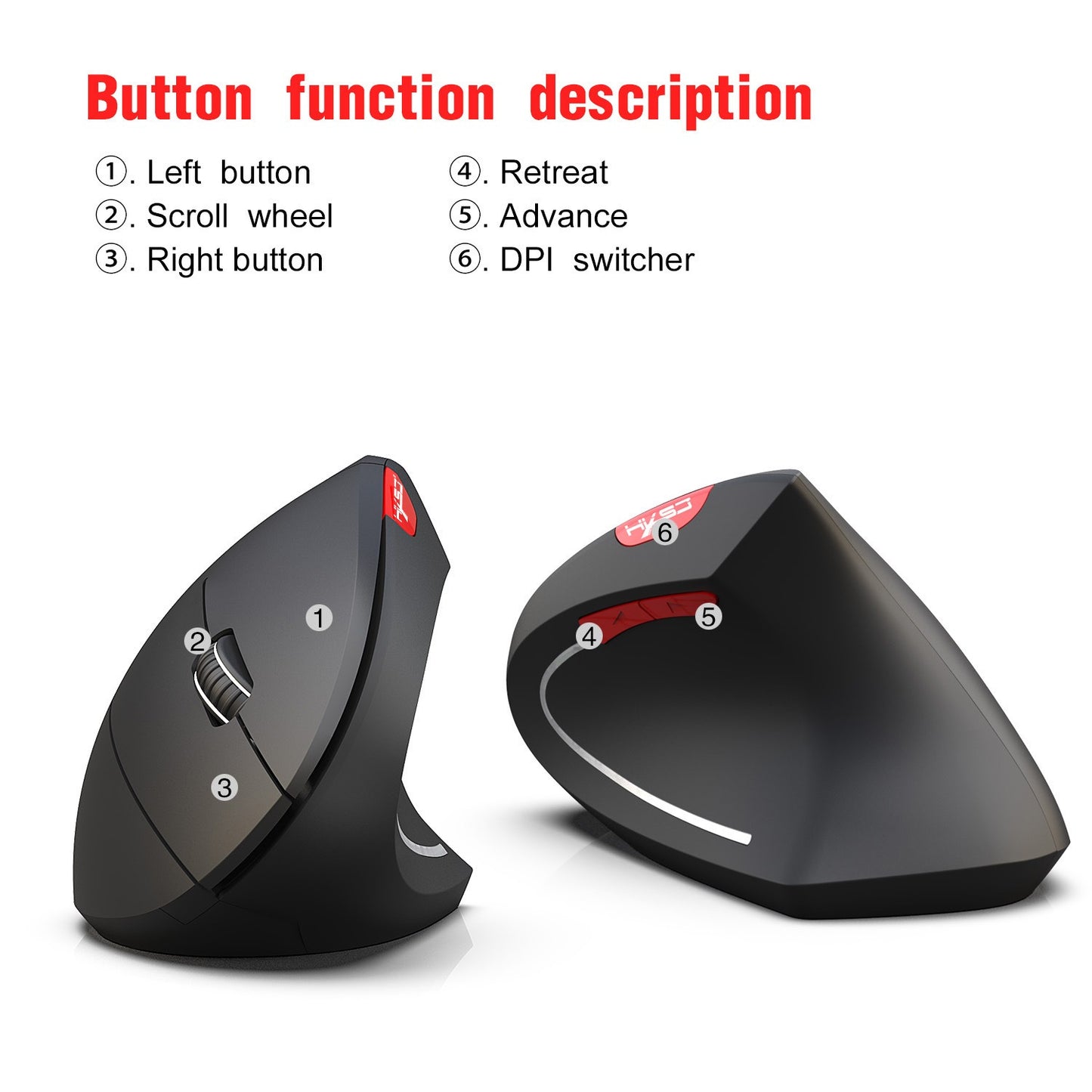 New Wireless Mouse 2.4G Vertical Health Mouse External Battery 6D Design Computer Office