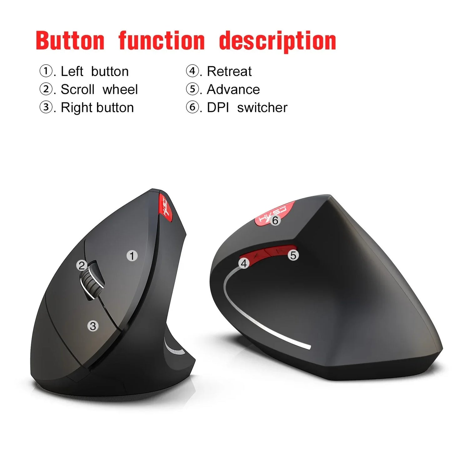 New Wireless Mouse 2.4G Vertical Health Mouse External Battery 6D Design Computer Office - Shello's Creative Boutique