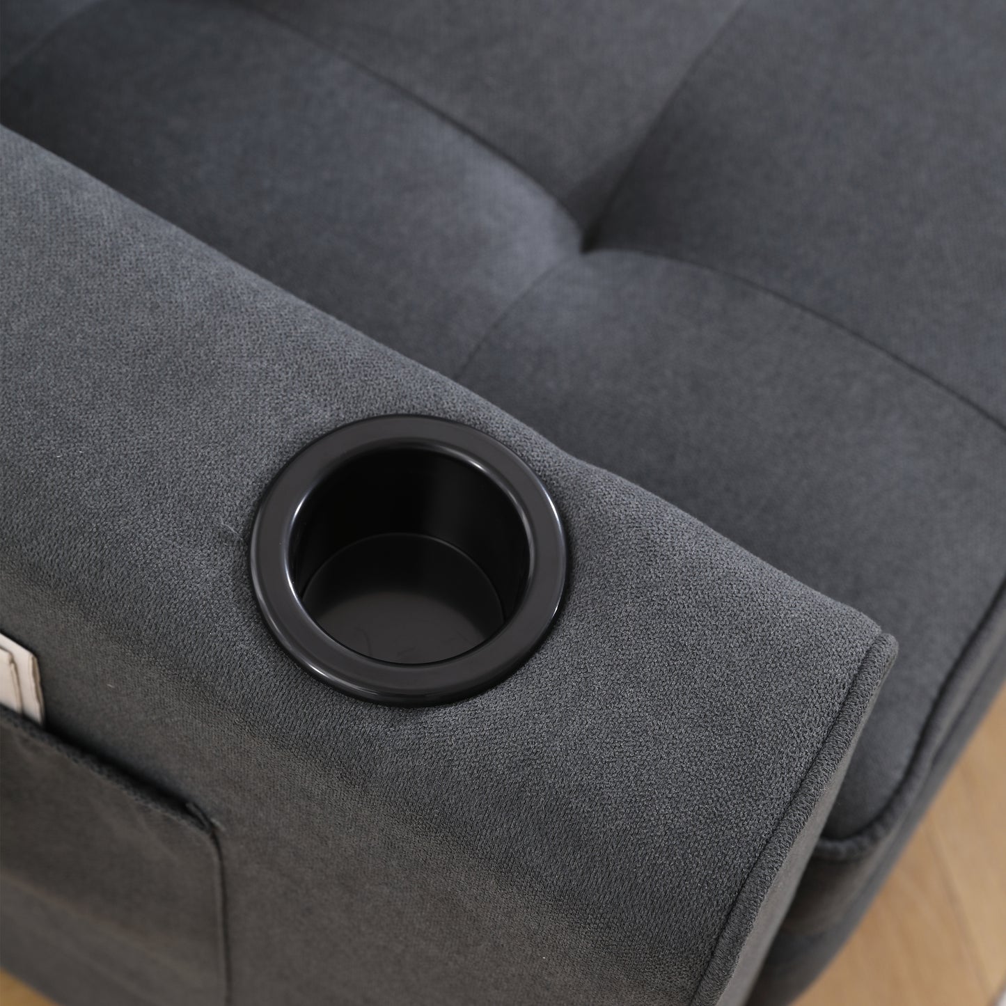 Three in one soft cushion cushion cushion sofa, folding mattress sofa bed, with side pockets and cup holder, dark gray eprolo