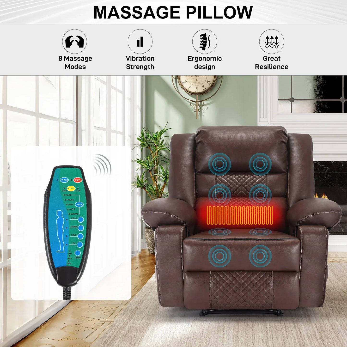 Breathable Leather Massage Recliner Chair Manual Living Room Reclining Sofa - Shello's Creative Boutique