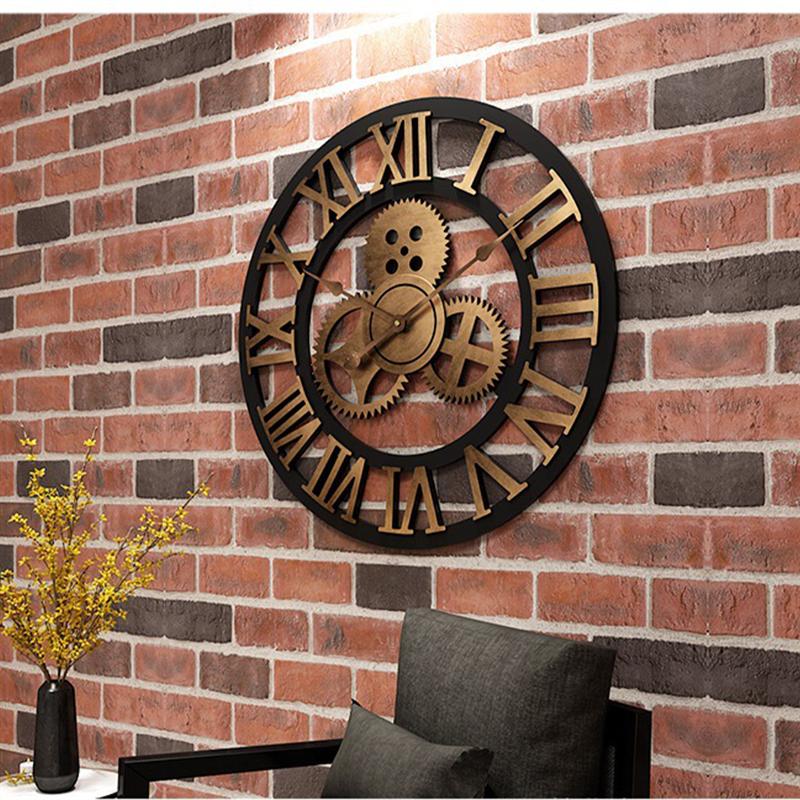 Industrial Gear Wall Clock Decorative Wall Clock Industrial Style Wall Clock (Silver Shipment without Battery) eprolo