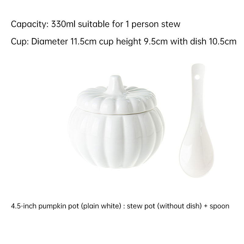 Creative Ceramic Pumpkin Cup, Steamed Egg Cup, Stewed Pot with Cover, Pure White Mini Bird's Nest Cup, Soup Cup eprolo