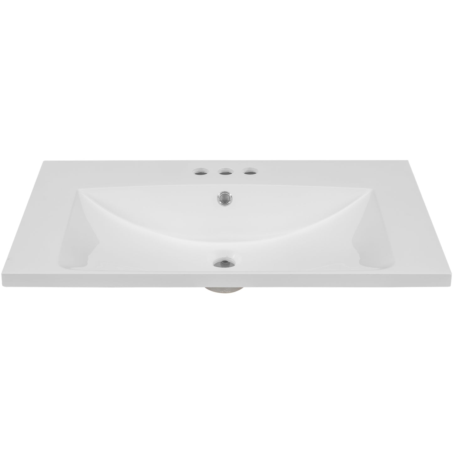 30" Single Bathroom Vanity Top with White Basin, 3-Faucet Holes, Ceramic, White eprolo