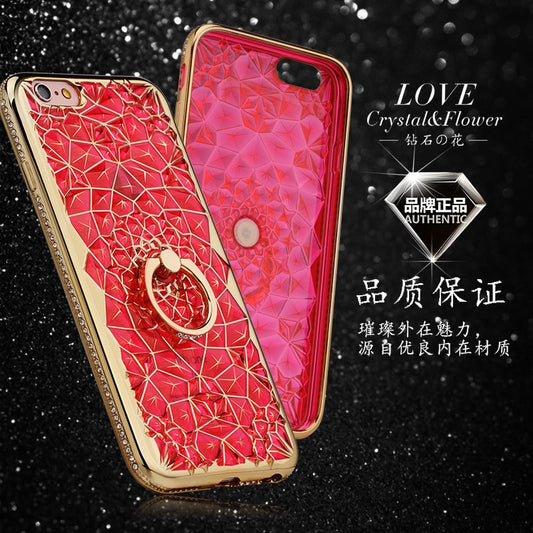 Luxury 3D Glitter Ring Case – Soft TPU Rhinestone Stand Cover for iPhone 5 to XS Max