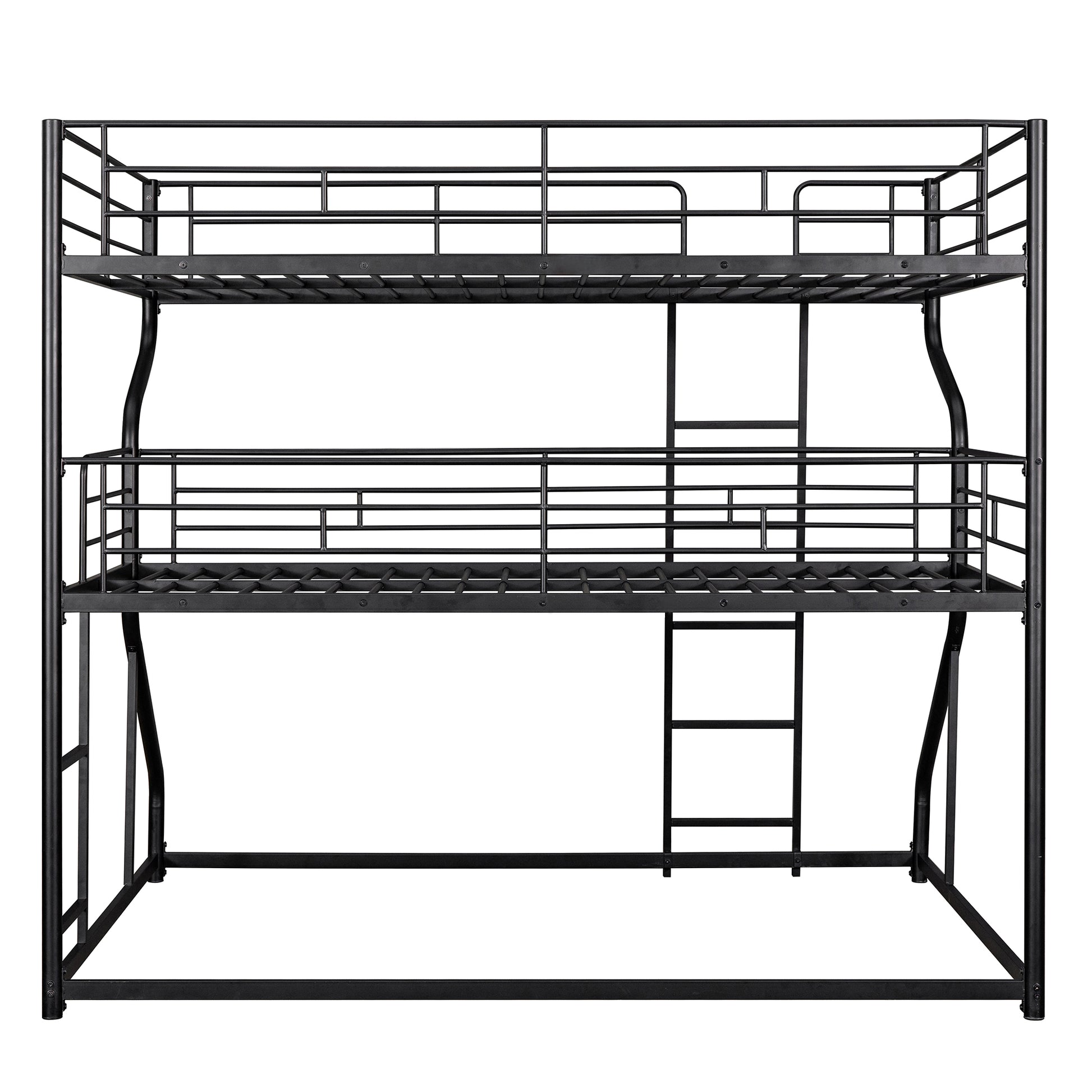 Full XL over Twin XL over Queen Size Triple Bunk Bed with Long and Short Ladder,Black eprolo