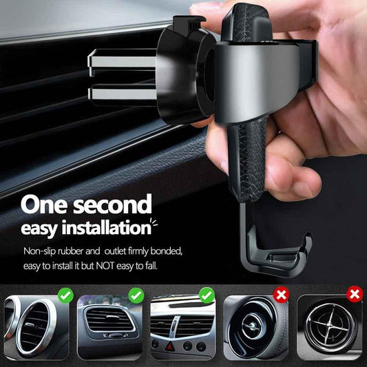 Gravity Car Phone Holder - Air Vent Clip Mount (No Magnetic) Universal Mobile Stand - Shello's Creative Boutique