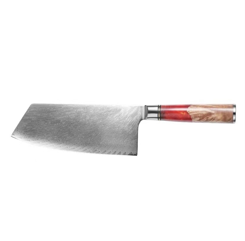 XUANFENG set of vg10 steel kitchen knife brocade machete chef knife bread knife blue resin and color wooden handle kitchen tools eprolo