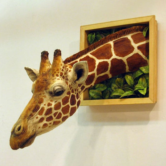 3D photo frame giraffe creative wall pendant simulation animal crafts living room decoration eprolo