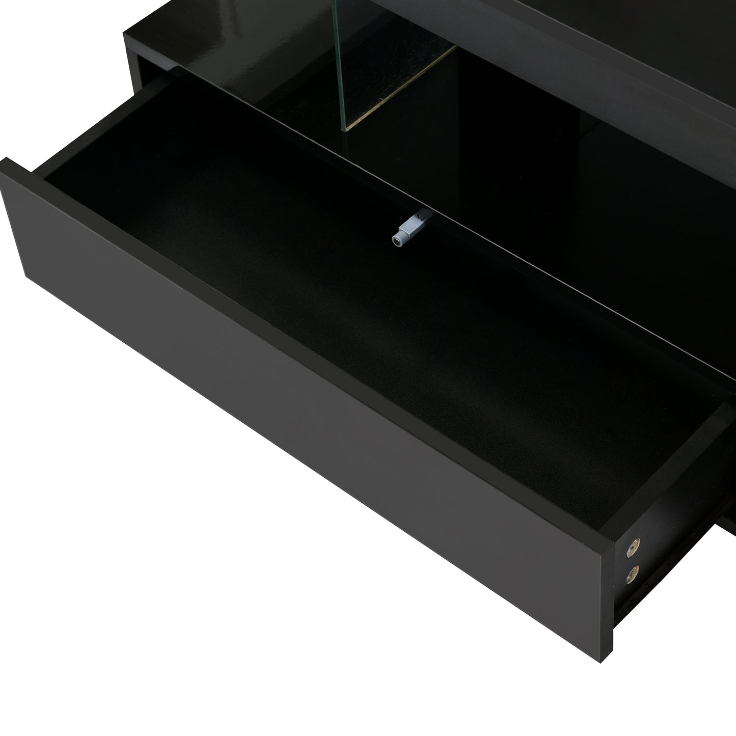 U-Can LED coffee table with storage space, modern central table with 2 drawers and display rack, equipped with LED lights, black eprolo