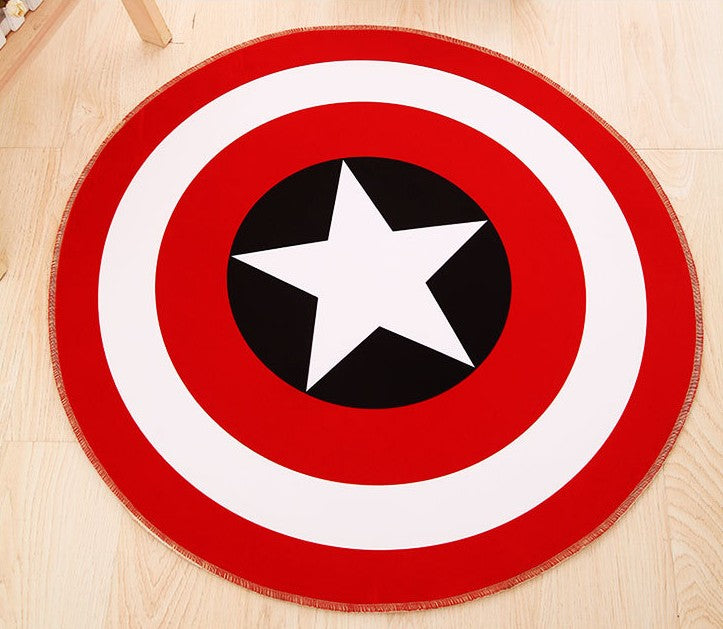 Carpet Red White Circle Star Cartoon Printing Lovely Round Carpet Rug Home Hotel Living Room Floor Mats Anti Slip eprolo