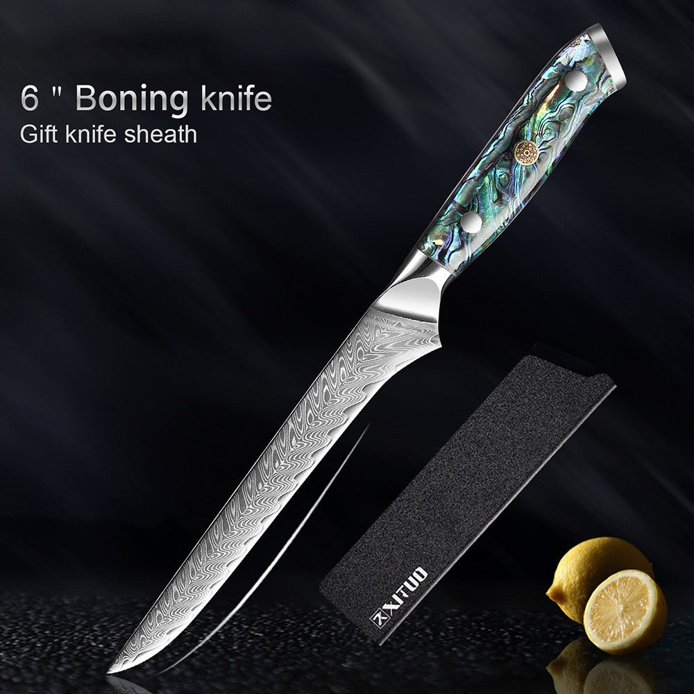 XITUO Damascus Steel Chef Knife Set Fine1-5 PCS Kitchen Knives Abalone shell handle Santoku knife eprolo