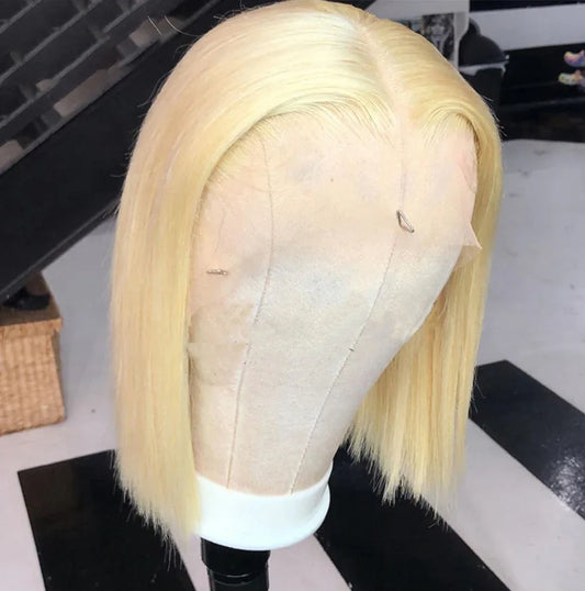 Hand Groove 13*2.5 Chemical Fiber Front Lace Wig Headgear 613# Wave Hair Natural Straight Hairline Wig - Shello's Creative Boutique