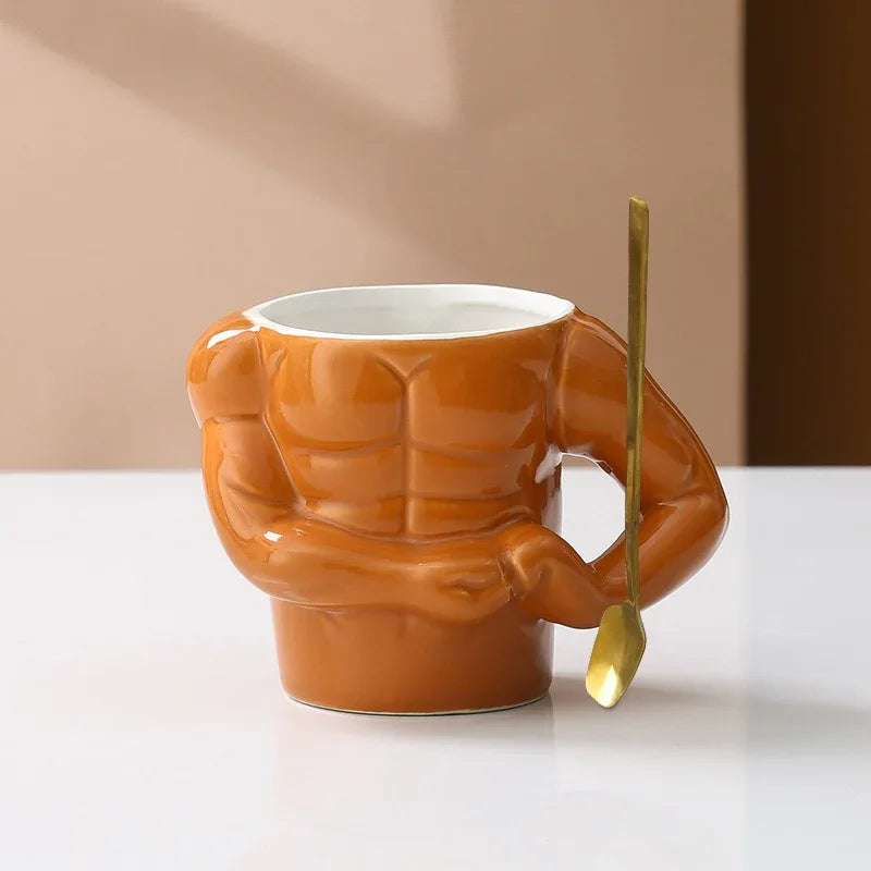 Novelty Cup Ceramic Muscle Hunk Ceramic Cup Spoof Weird Water Glass Mug Creative Personality Coffee Beer Cup - Shello's Creative Boutique