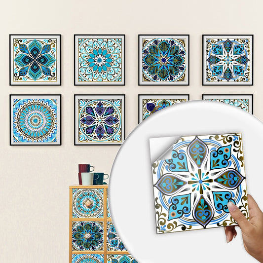 10 Piece Set Of Datura Mosaic Small Flower Imitation Ceramic Tile Sticker For Home Renovation Kitchen And Bathroom Decoration Self-Adhesive Wall Sticker