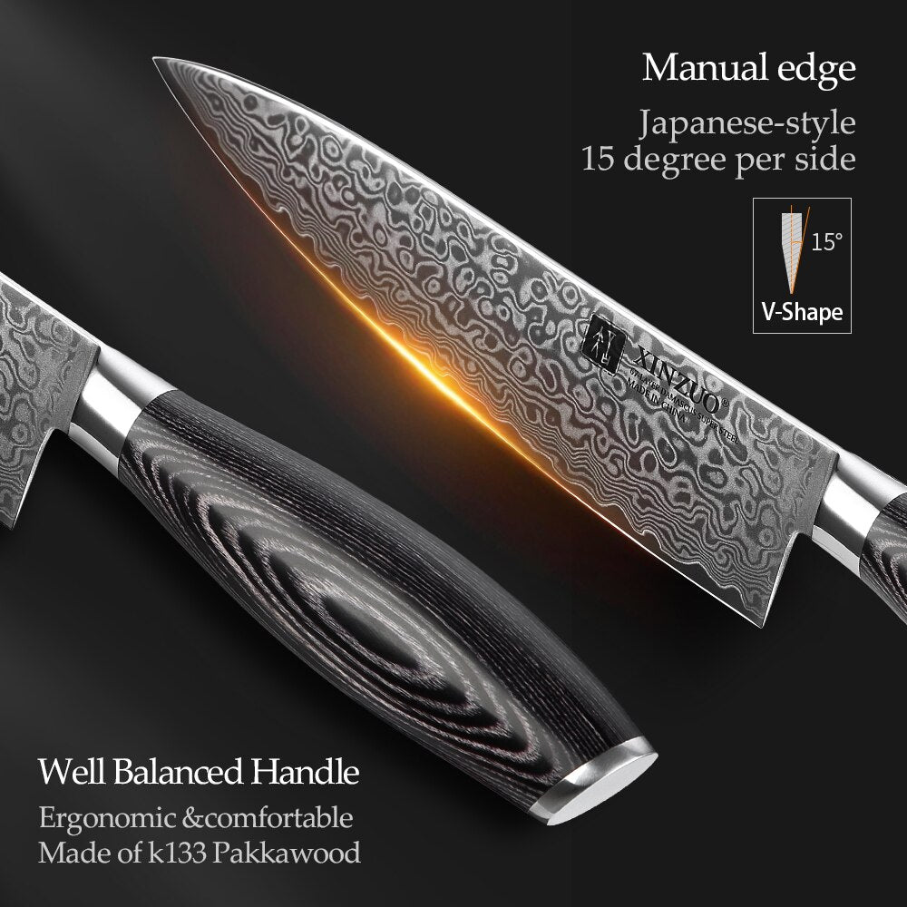XINZUO 6 PCS Kitchen Knives Set VG10 Damascus Steel High Carbon Japanese Chef Santoku Utility Knife Cooking Set Pakkawood Handle eprolo