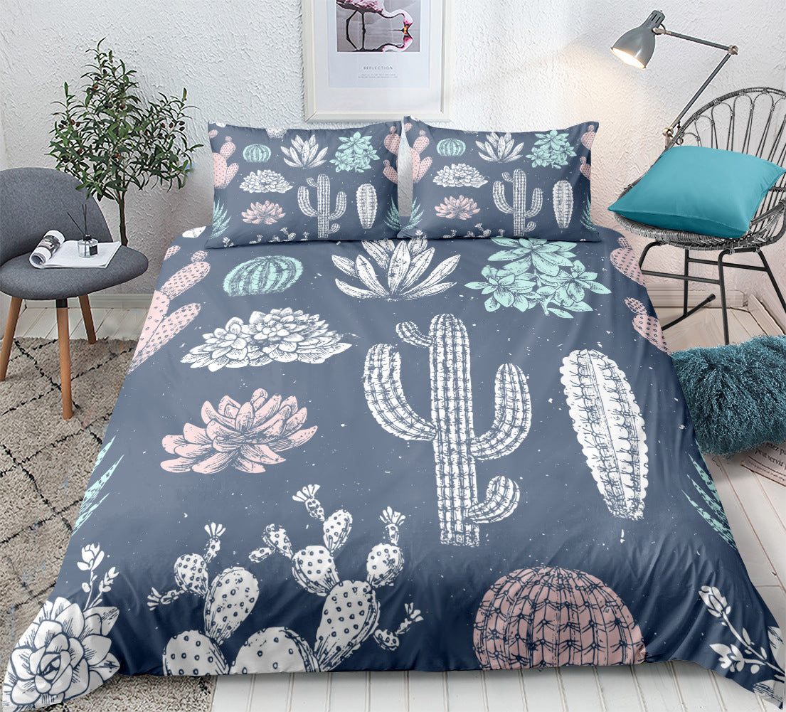Home Textiles Bedroom Supplies Bed Sheets Pillowcases Cactus Succulent Three or Four Piece Sets eprolo