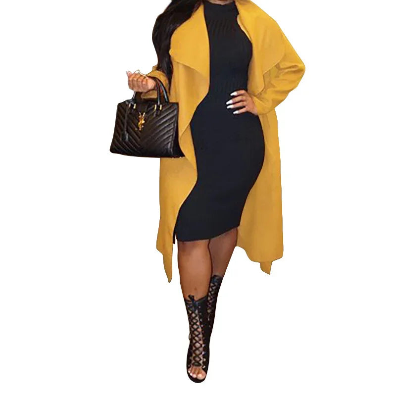 Fashion Autumn And Winter Warm All Match Loose Casual Lapel Long Sleeved Long Trench Coat Women's Clothing - Shello's Creative Boutique
